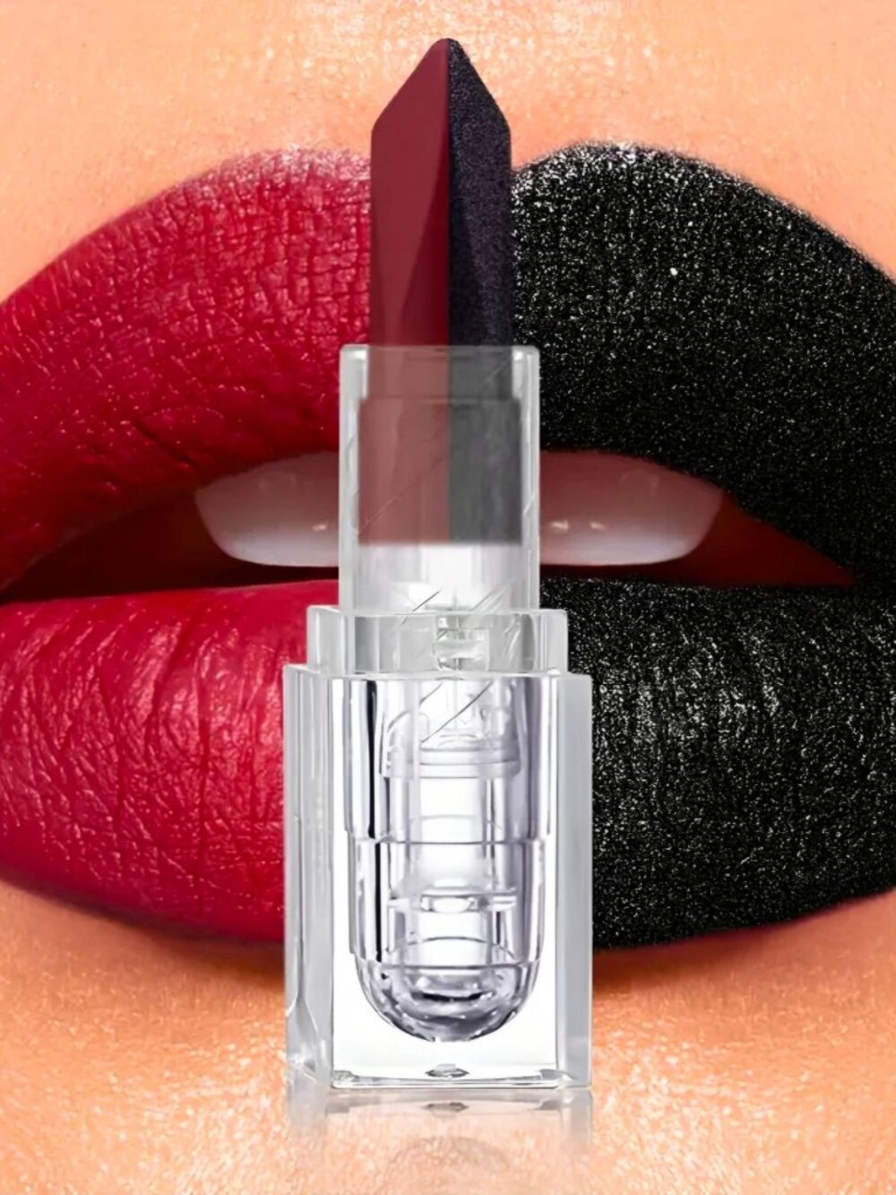 A Gothic Universe Dual Tone Matte Pearl Red Black Bold Lipstick Waterproof NWT - Picture 4 of 12